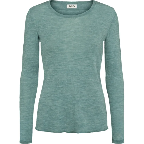 Jalfe uld eyelet shirt 563 aqua meleret