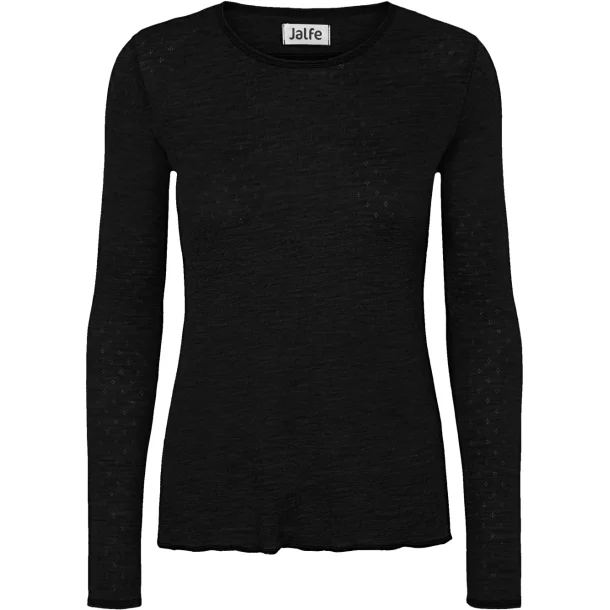 Jalfe uld eyelet shirt 112 sort