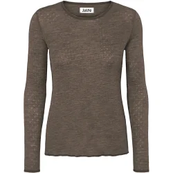 Jalfe uld eyelet shirt 532 brun meleret