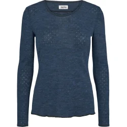 Jalfe uld eyelet shirt 534 jeans bl meleret