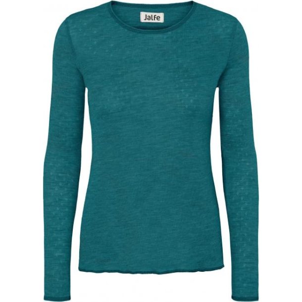 Jalfe uld eyelet shirt 545 turquoise meleret