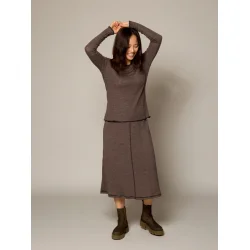 Jalfe uld eyelet shirt 532 brun meleret