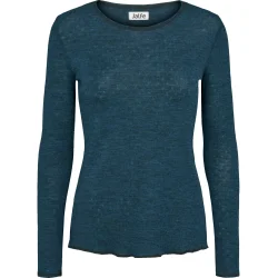 Jalfe uld eyelet shirt 535 petrol bl meleret