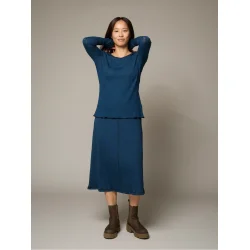 Jalfe uld eyelet shirt 535 petrol bl meleret