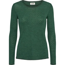 Jalfe uld eyelet shirt 539 mrke grn meleret