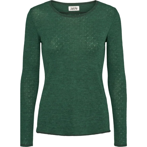 Jalfe uld eyelet shirt 539 mrke grn meleret