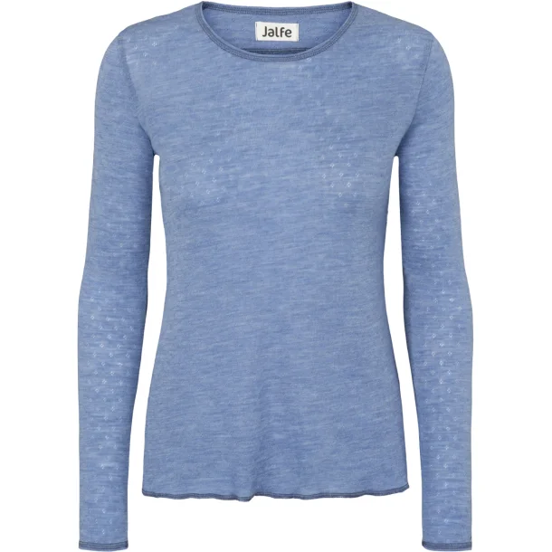 Jalfe uld eyelet shirt 560 lysebl meleret