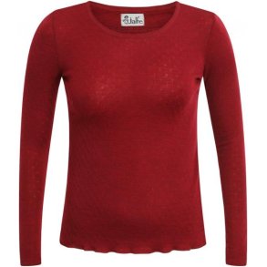 Jalfe uld eyelet shirt 548 mrke rd meleret