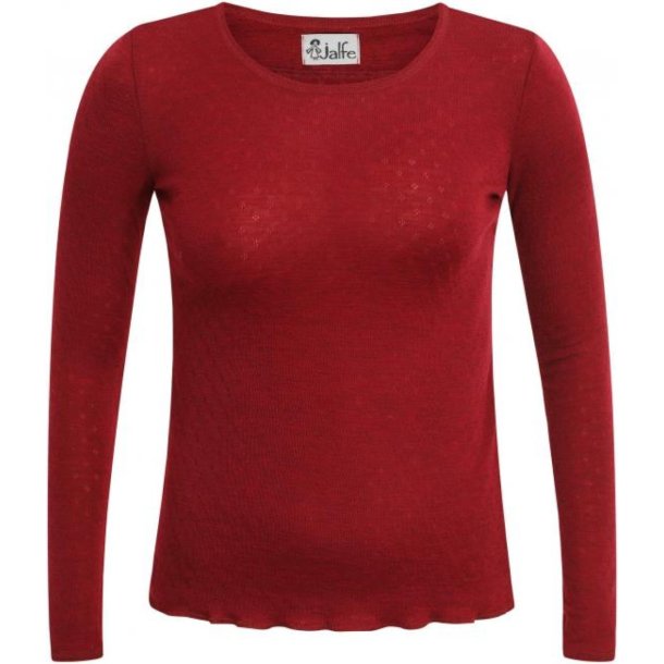 Jalfe uld eyelet shirt 548 mrke rd meleret