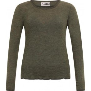 Jalfe uld eyelet shirt 555 pine meleret